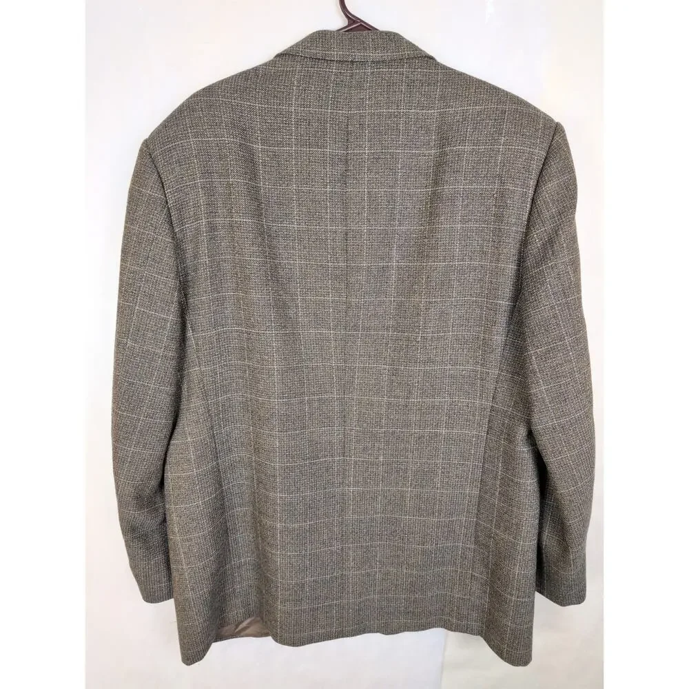 Corneliani tan check wool blazer jacket size IT 56R/US 46R Preppy Retro Classic